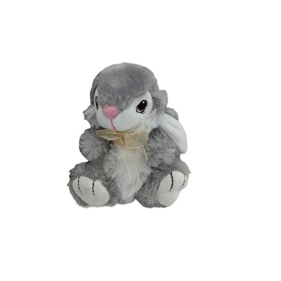 Dan Dee Bunny Rabbit Plush Gray pink  Stuffed Animal Sewn Eyes  7" hop - Picture 5 of 9
